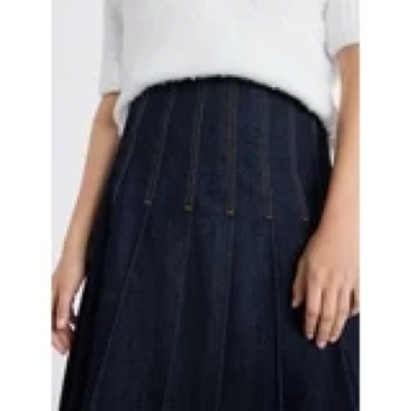 Free Assembly Women's Stitch Pleated Denim MIDI Maxi Skirt, Size 2 - Picture 3 of 8